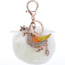 ladies fashion rabbit fur pom poms keyrings/stylish fur pompons keychains